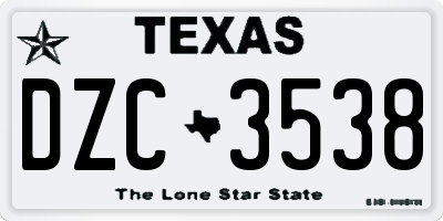 TX license plate DZC3538