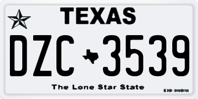 TX license plate DZC3539