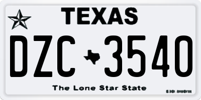 TX license plate DZC3540