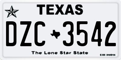 TX license plate DZC3542