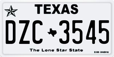 TX license plate DZC3545