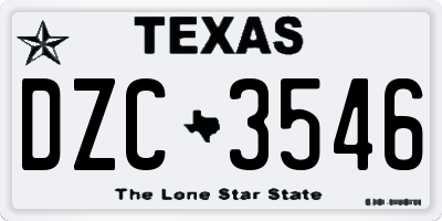 TX license plate DZC3546
