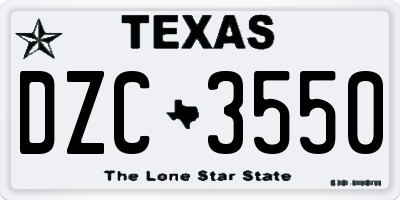 TX license plate DZC3550