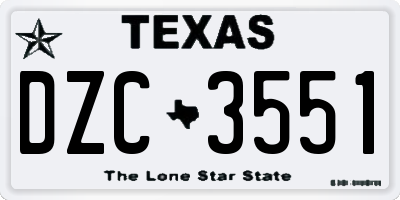 TX license plate DZC3551