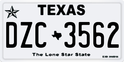 TX license plate DZC3562