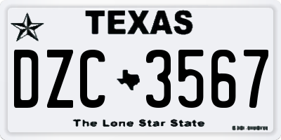 TX license plate DZC3567