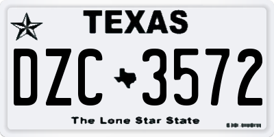 TX license plate DZC3572