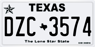 TX license plate DZC3574