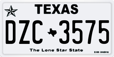 TX license plate DZC3575