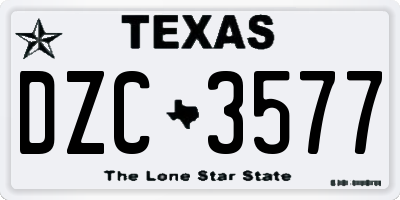 TX license plate DZC3577