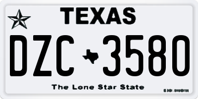 TX license plate DZC3580