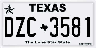 TX license plate DZC3581