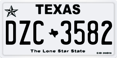 TX license plate DZC3582