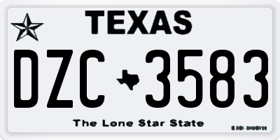 TX license plate DZC3583