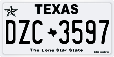 TX license plate DZC3597