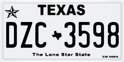 TX license plate DZC3598