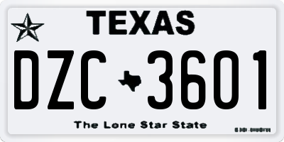 TX license plate DZC3601
