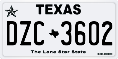 TX license plate DZC3602