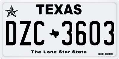 TX license plate DZC3603