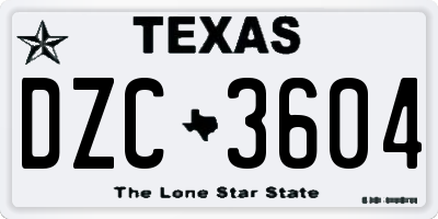 TX license plate DZC3604