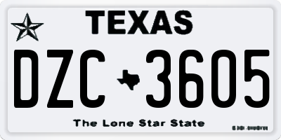 TX license plate DZC3605