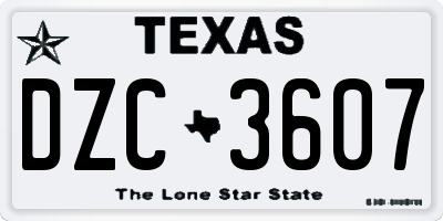 TX license plate DZC3607
