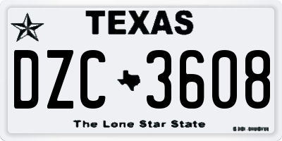 TX license plate DZC3608