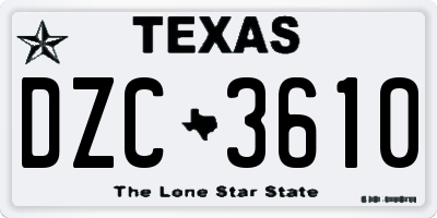TX license plate DZC3610