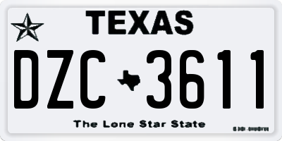 TX license plate DZC3611