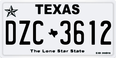 TX license plate DZC3612