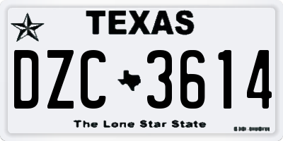 TX license plate DZC3614