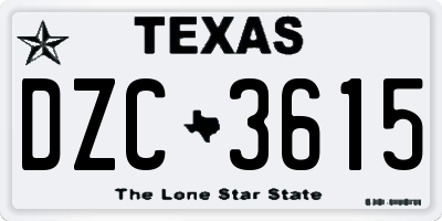 TX license plate DZC3615