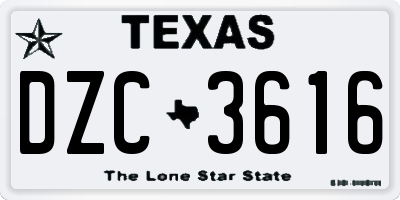 TX license plate DZC3616