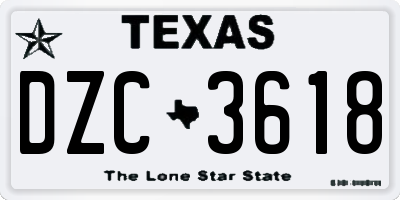 TX license plate DZC3618