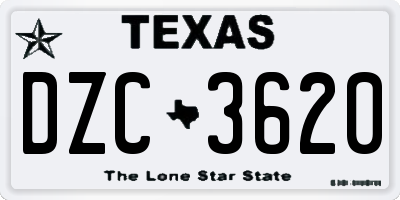 TX license plate DZC3620