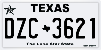 TX license plate DZC3621
