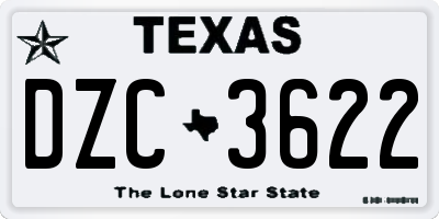 TX license plate DZC3622