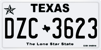 TX license plate DZC3623