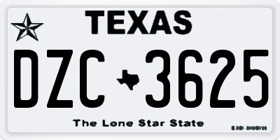 TX license plate DZC3625