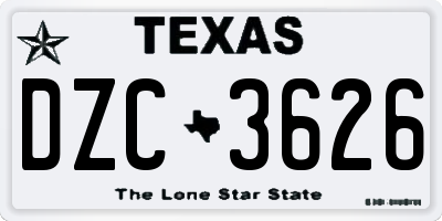 TX license plate DZC3626