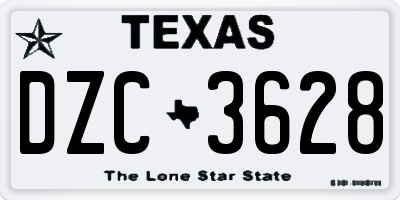 TX license plate DZC3628