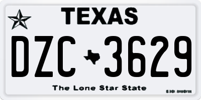 TX license plate DZC3629