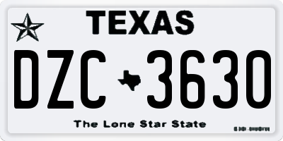 TX license plate DZC3630