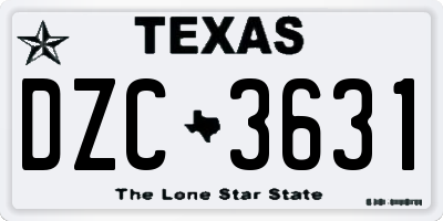 TX license plate DZC3631