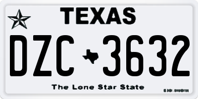 TX license plate DZC3632