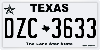 TX license plate DZC3633