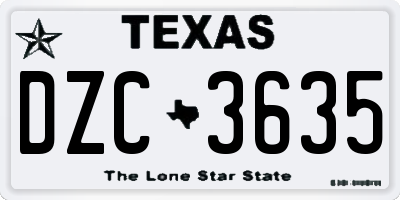 TX license plate DZC3635