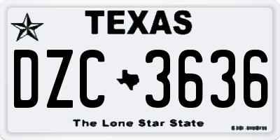 TX license plate DZC3636