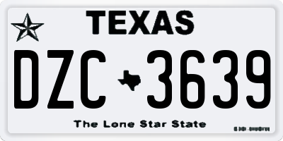 TX license plate DZC3639