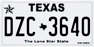 TX license plate DZC3640